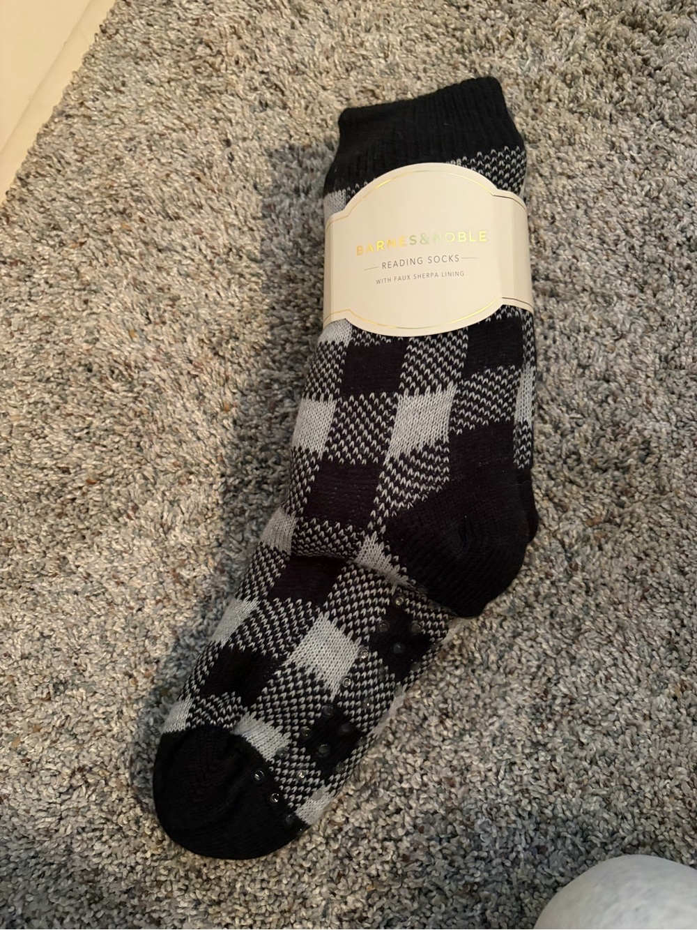 Barnes & Noble Black and Gray Checkered Reading Socks